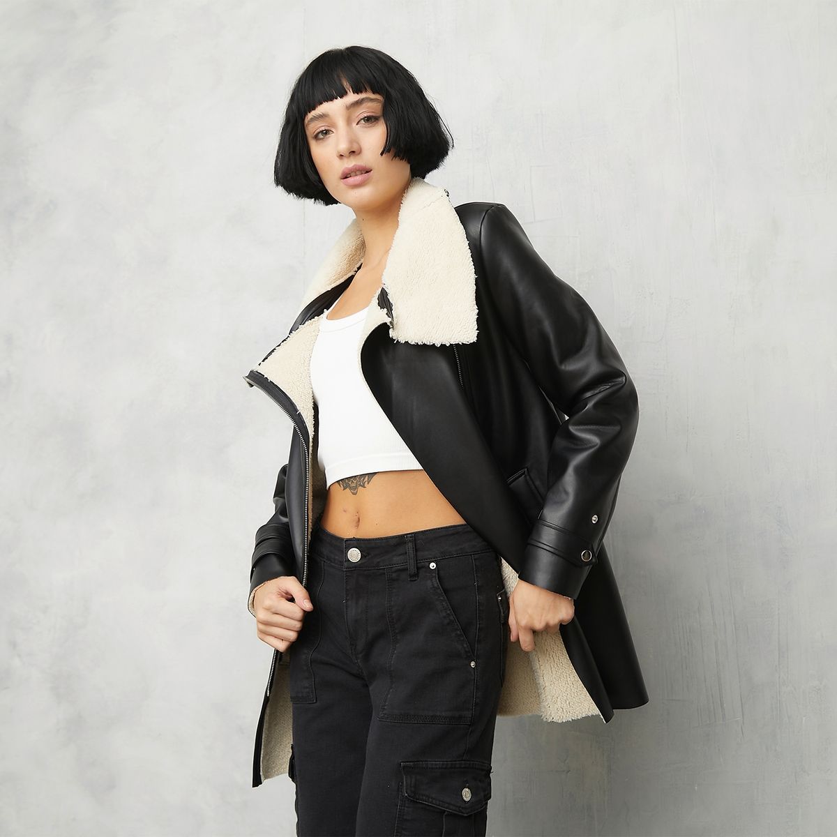 AMERICANINO - Chaquetón Eco Cuero Mujer Americanino