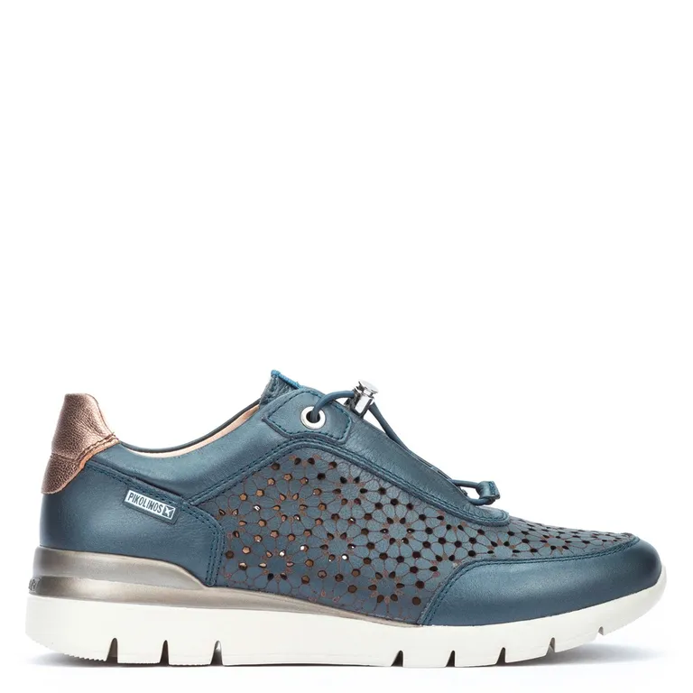Zapatilla Urbana Mujer Cuero Azul