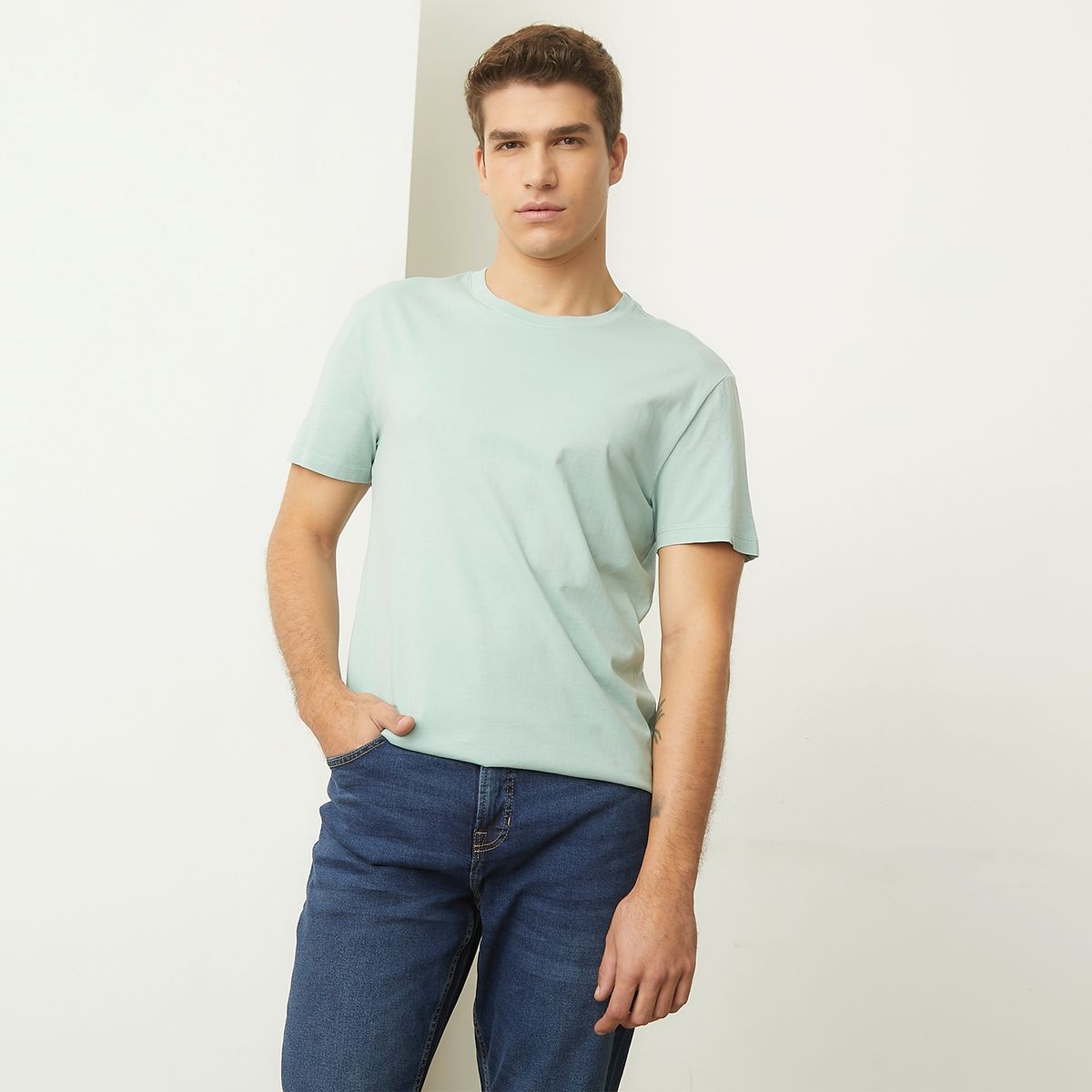 BASEMENT - Polera Manga Corta Cuello Redondo Basement Algodón Hombre