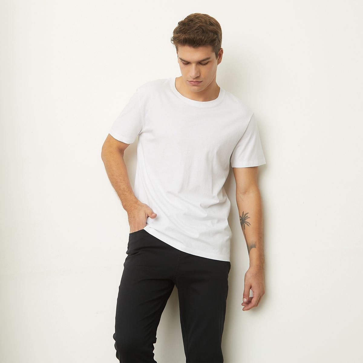 BASEMENT - Polera Manga Corta Cuello Redondo Basement Algodón Hombre