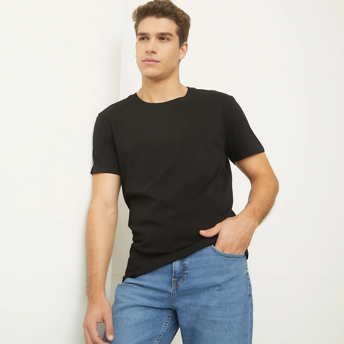 BASEMENT - Polera Manga Corta Cuello Redondo Basement Algodón Hombre