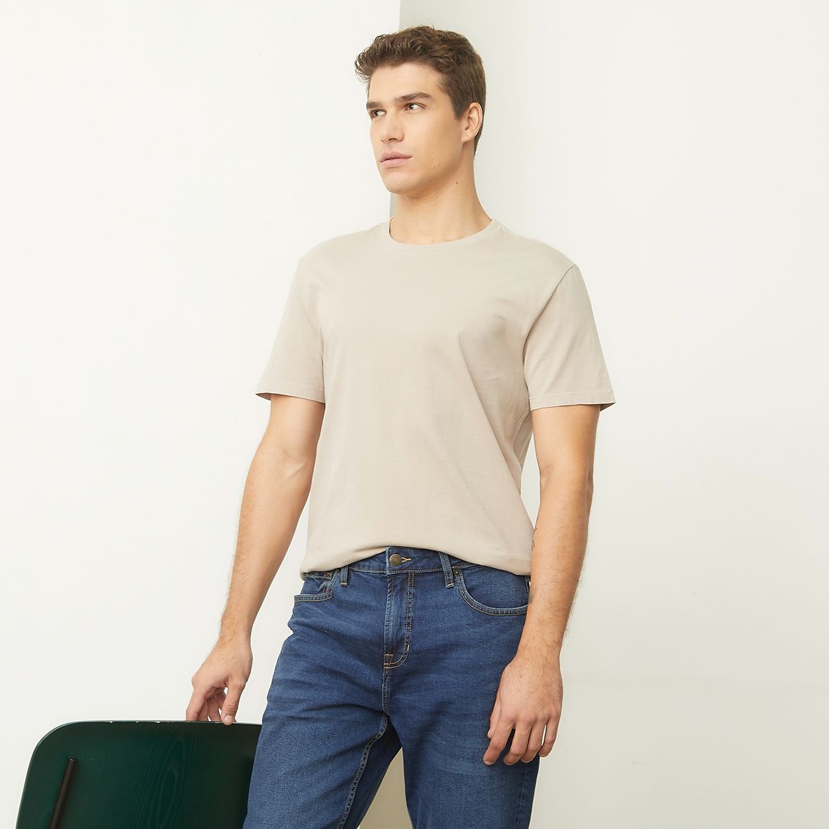 BASEMENT - Polera Manga Corta Cuello Redondo Basement Algodón Hombre