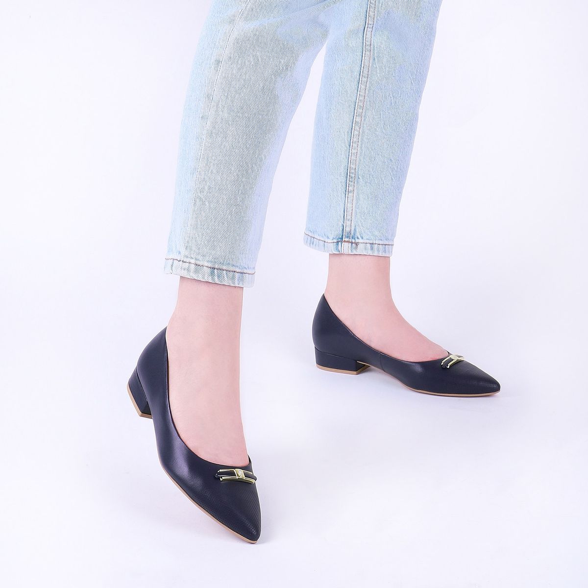 USAFLEX - Ballerina Mujer Cuero Azul Usaflex