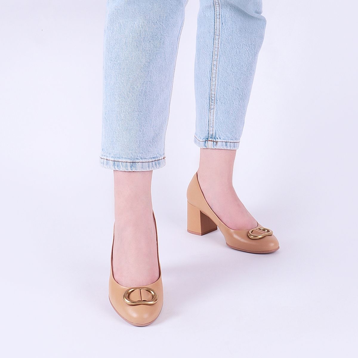 USAFLEX - Zapato Formal Mujer Cuero Beige Usaflex