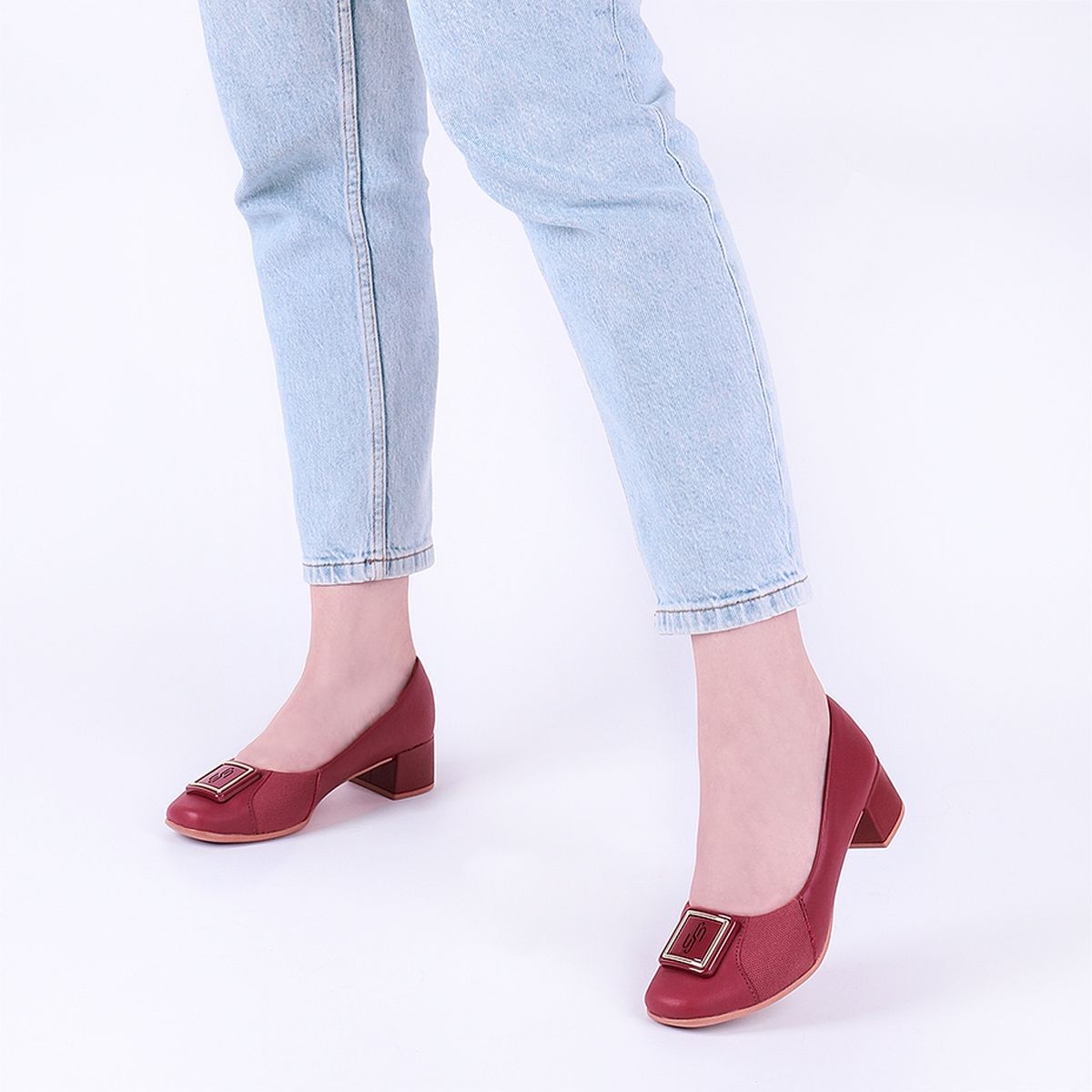 USAFLEX - Ballerina Mujer Cuero Rojo Usaflex