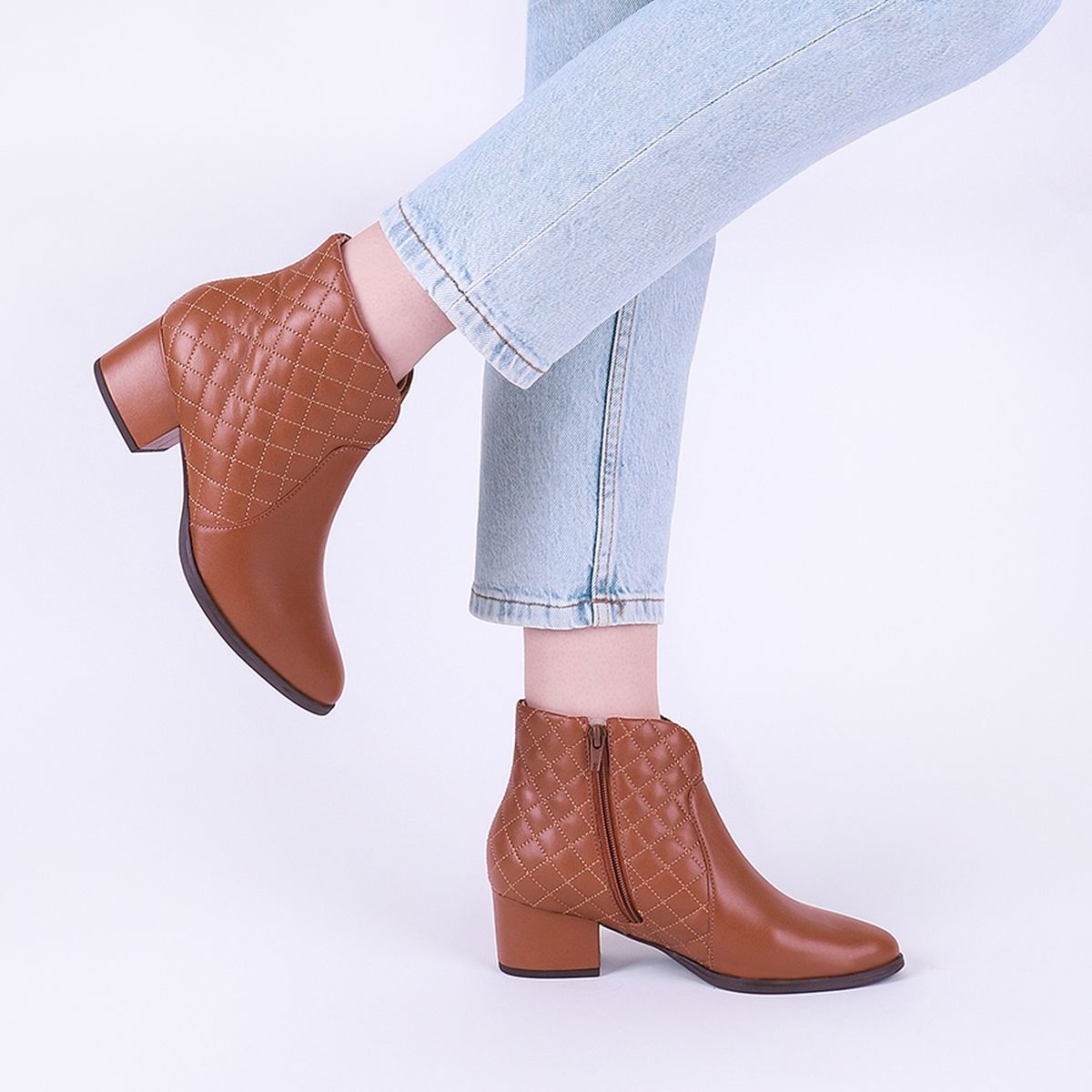 USAFLEX - Botín Mujer Beige Cuero Usaflex