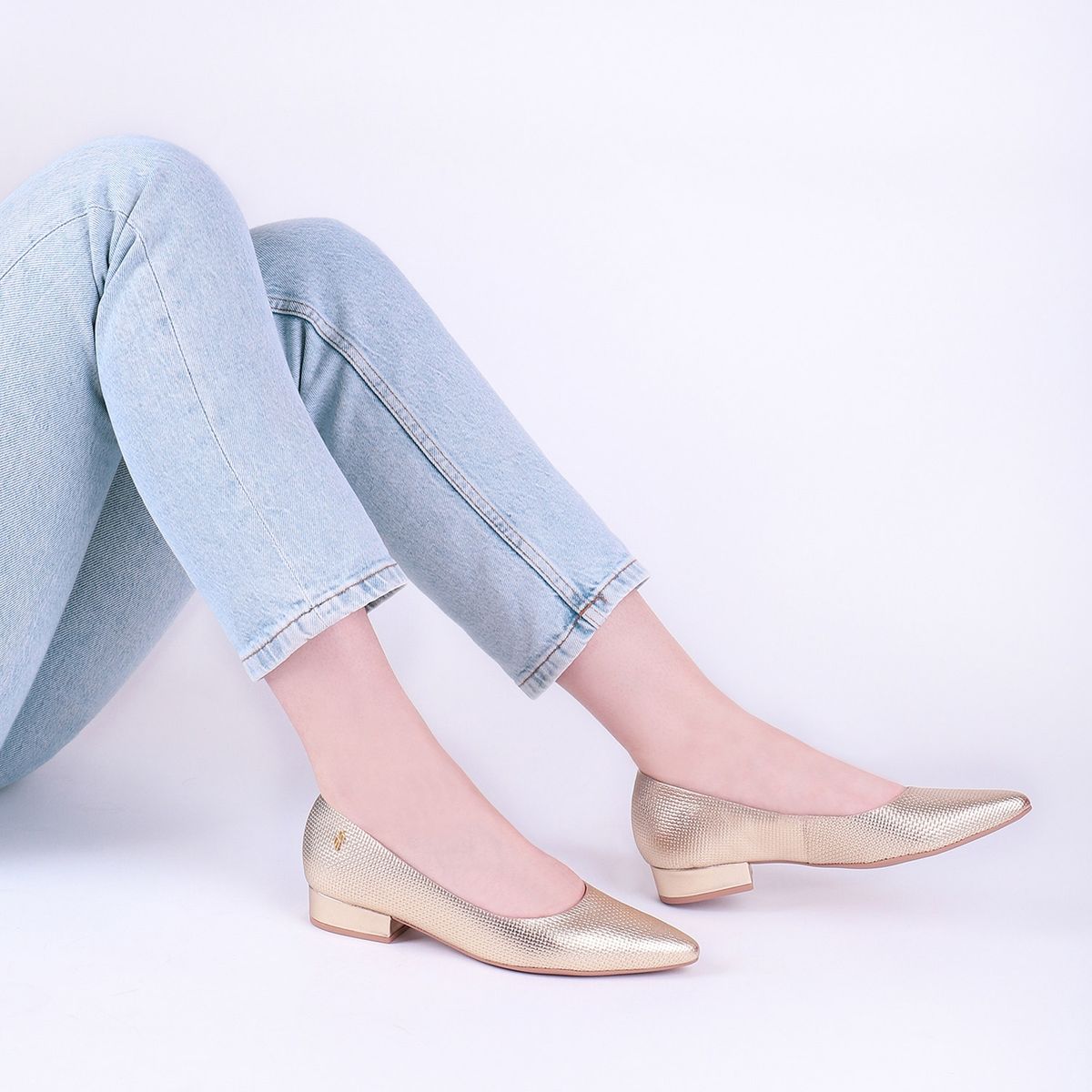 USAFLEX - Ballerina Mujer Cuero Dorado Usaflex