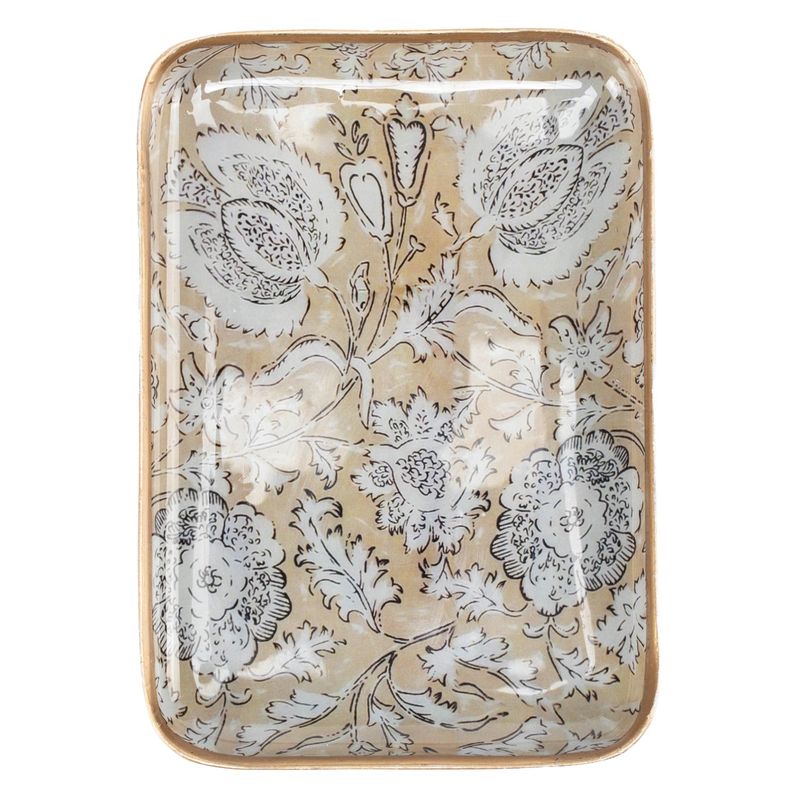 ROBERTA ALLEN - Bandeja Decorativa Metal Floral Roberta Allen 11x16 cm Beige