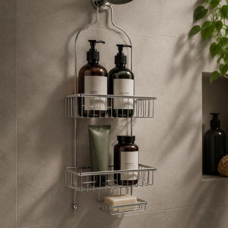 Organizador De Ducha Plateado Para Baño