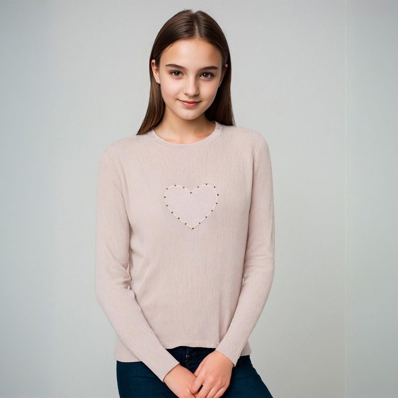 ELEVEN - Polera Eleven Manga Larga Algodón Niña Diseño Corazón
