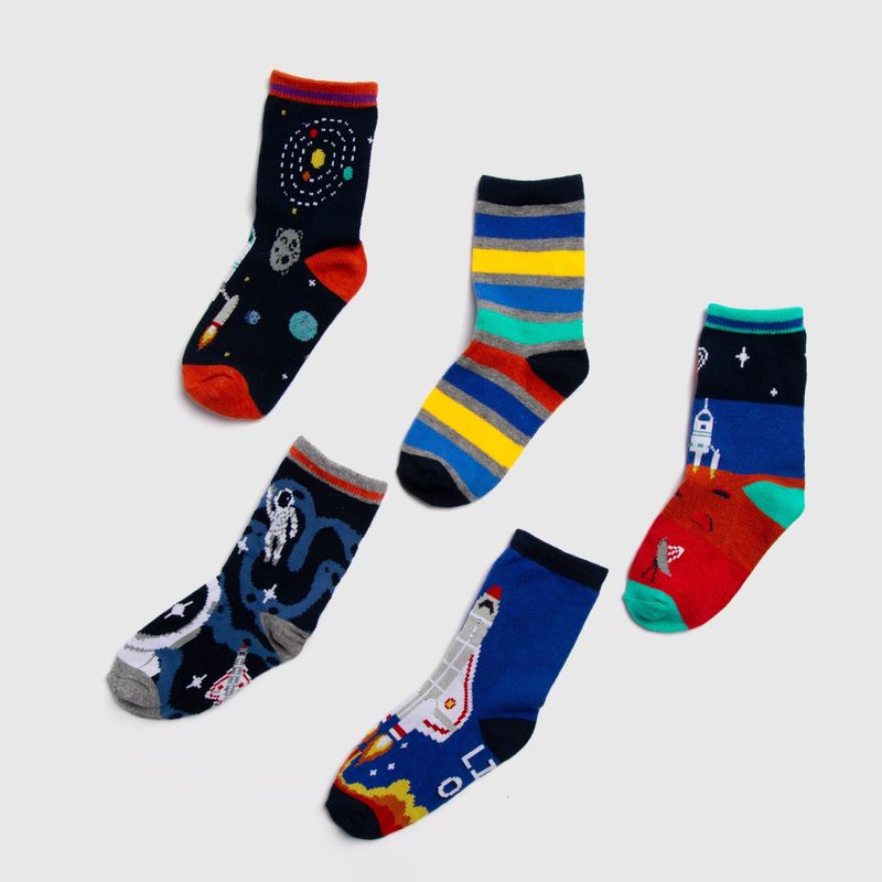 YAMP - Set de Calcetines Niño Yamp Algodón Diseño Espacial 5 Pares