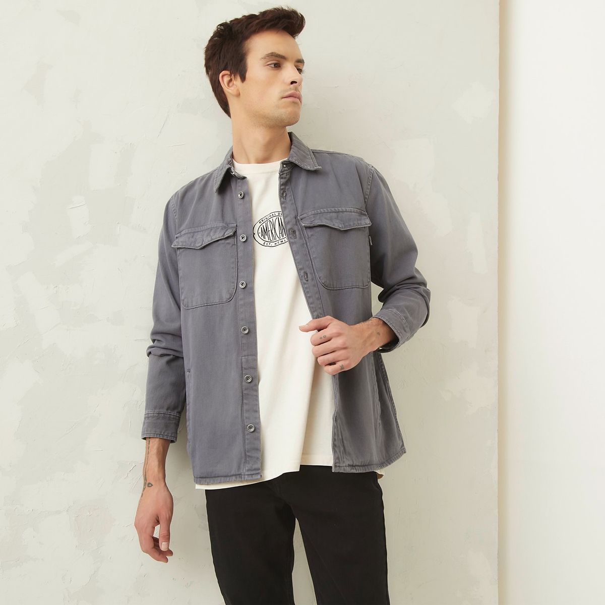 AMERICANINO - Sobre Camisa Denim Regular Fit Hombre Americanino