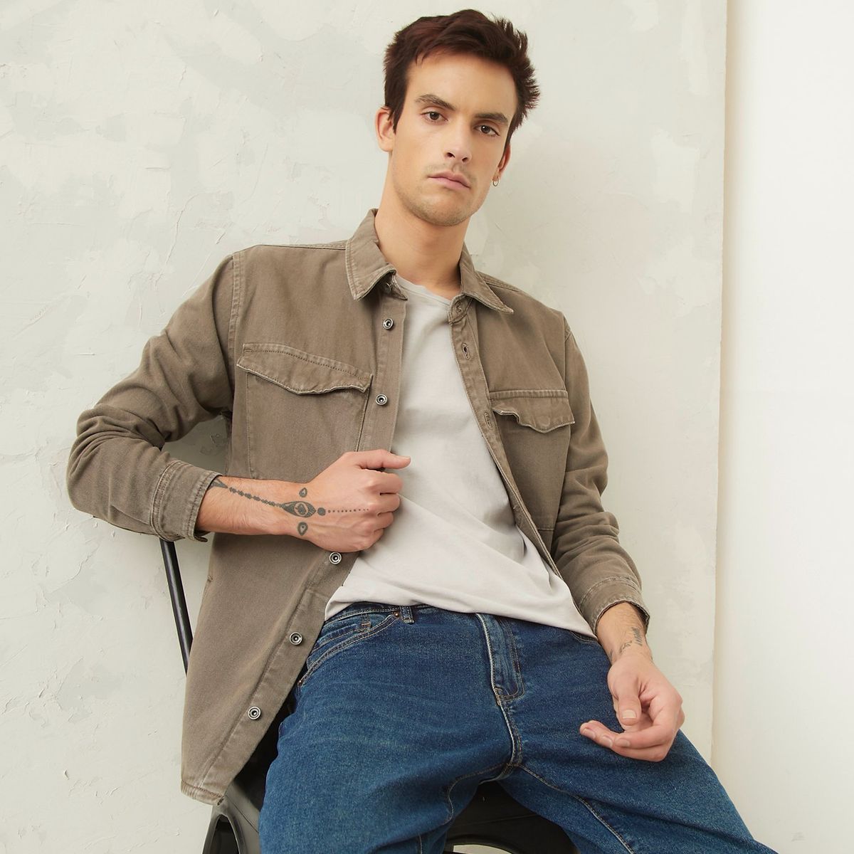 AMERICANINO - Sobre Camisa Denim Regular Fit Hombre Americanino