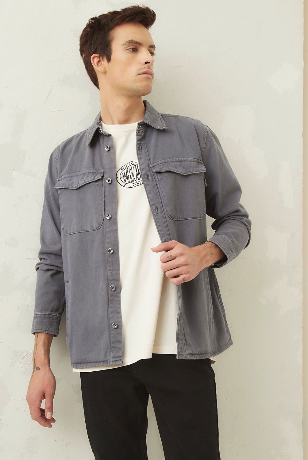AMERICANINO - Sobre Camisa Denim Regular Fit Hombre Americanino