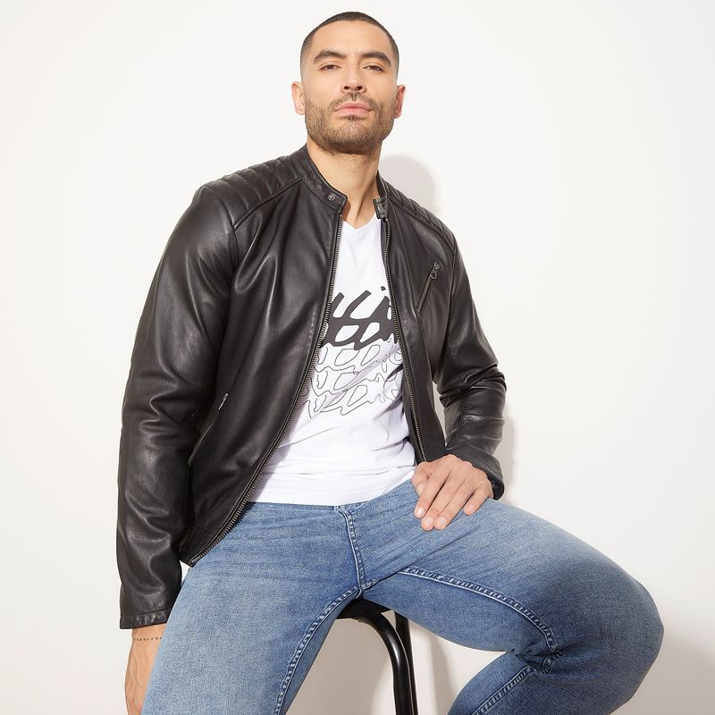 MOSSIMO Chaqueta De Cuero Moto Hombre Mossimo