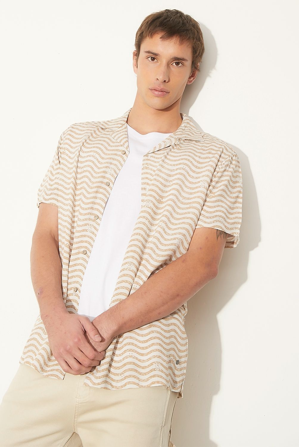 AMERICANINO - Camisa Manga Corta Casual Regular Fit Hombre Americanino