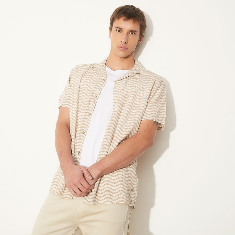 AMERICANINO - Camisa Manga Corta Casual Regular Fit Hombre Americanino