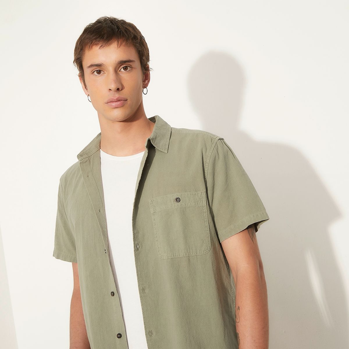 AMERICANINO - Camisa Manga Corta Casual Regular Fit Hombre Americanino