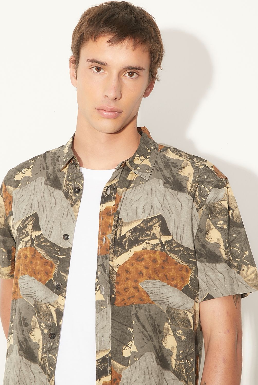 AMERICANINO - Camisa Manga Corta Casual Regular Fit Hombre Americanino