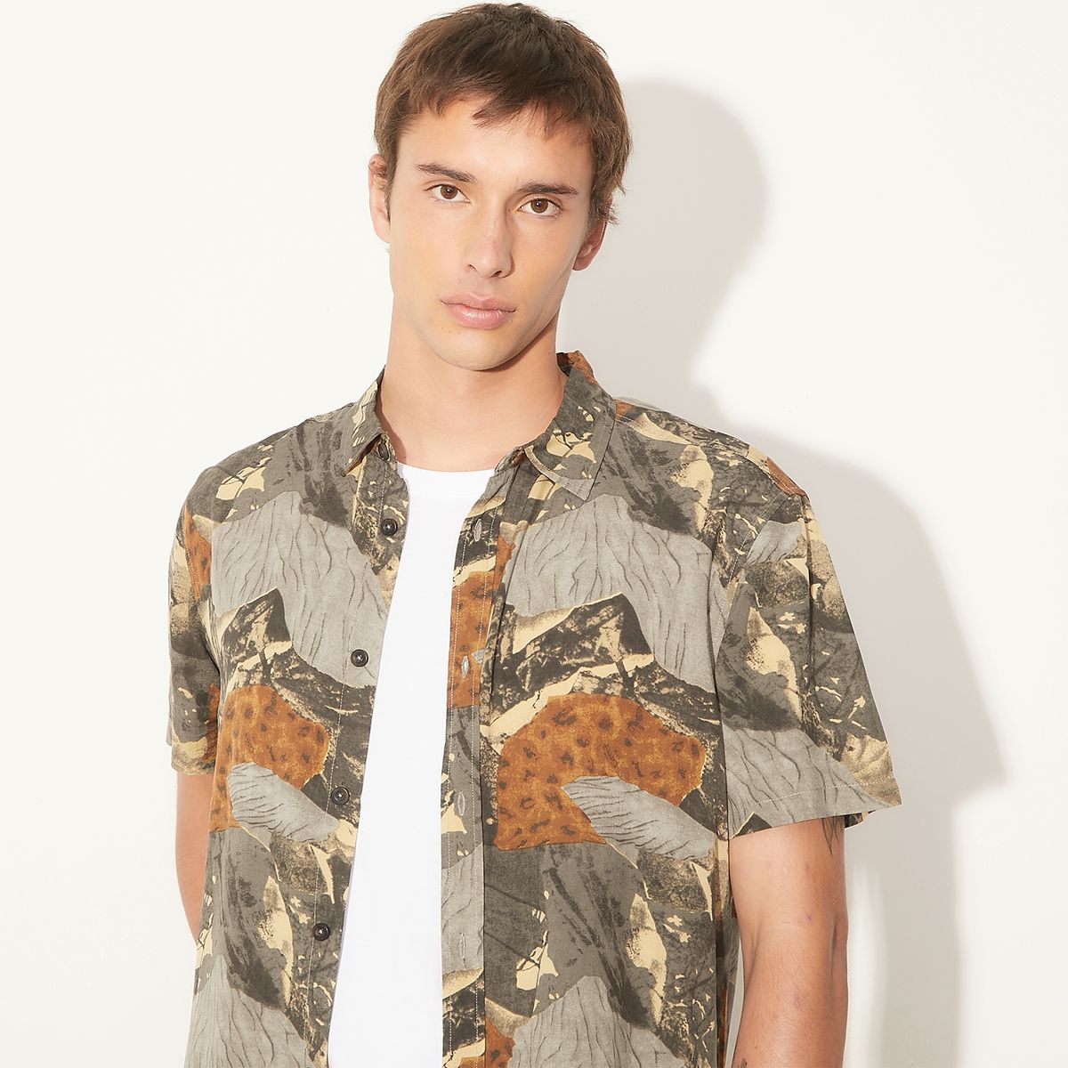 AMERICANINO - Camisa Manga Corta Casual Regular Fit Hombre Americanino