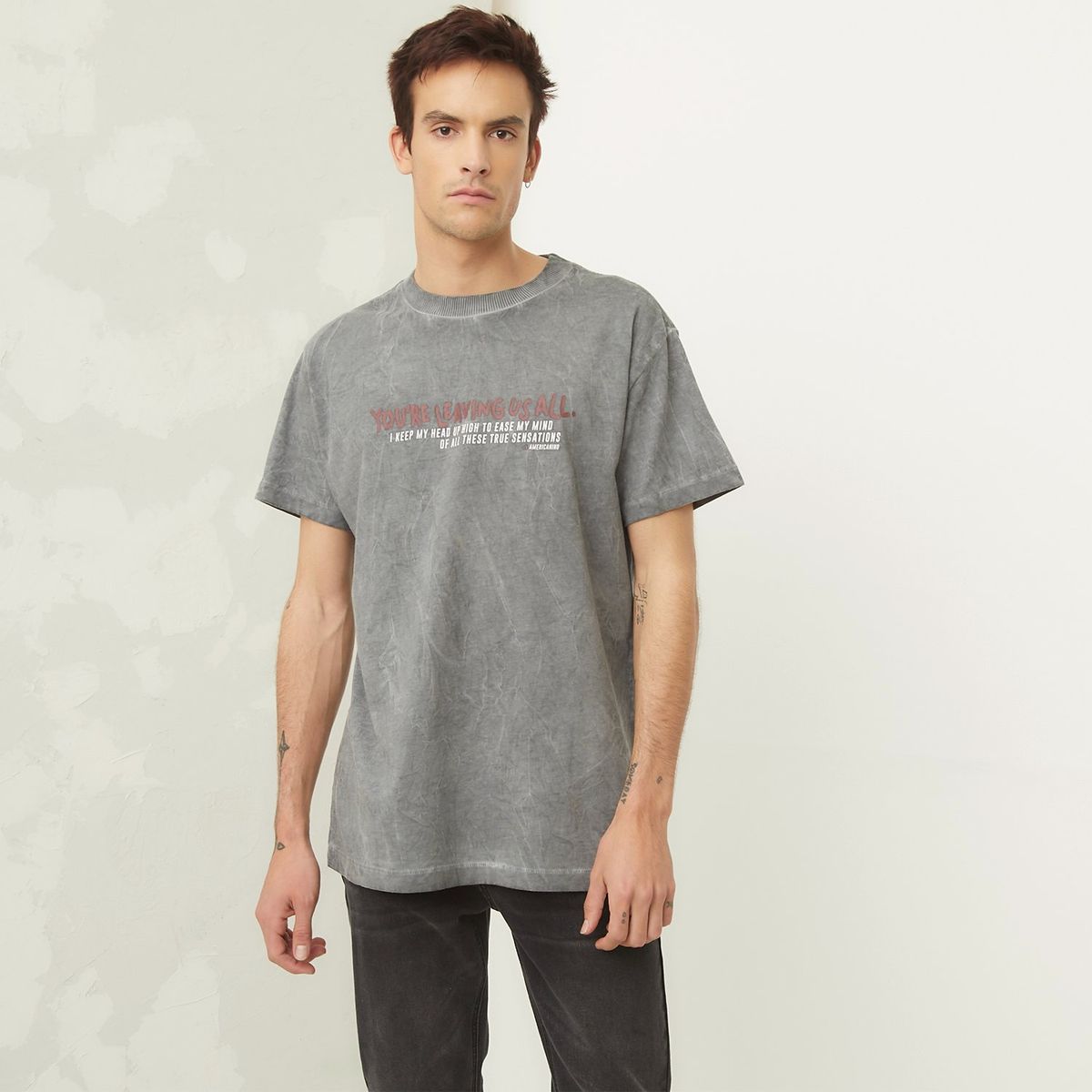 AMERICANINO - Polera Manga Corta Loose Fit Hombre Americanino