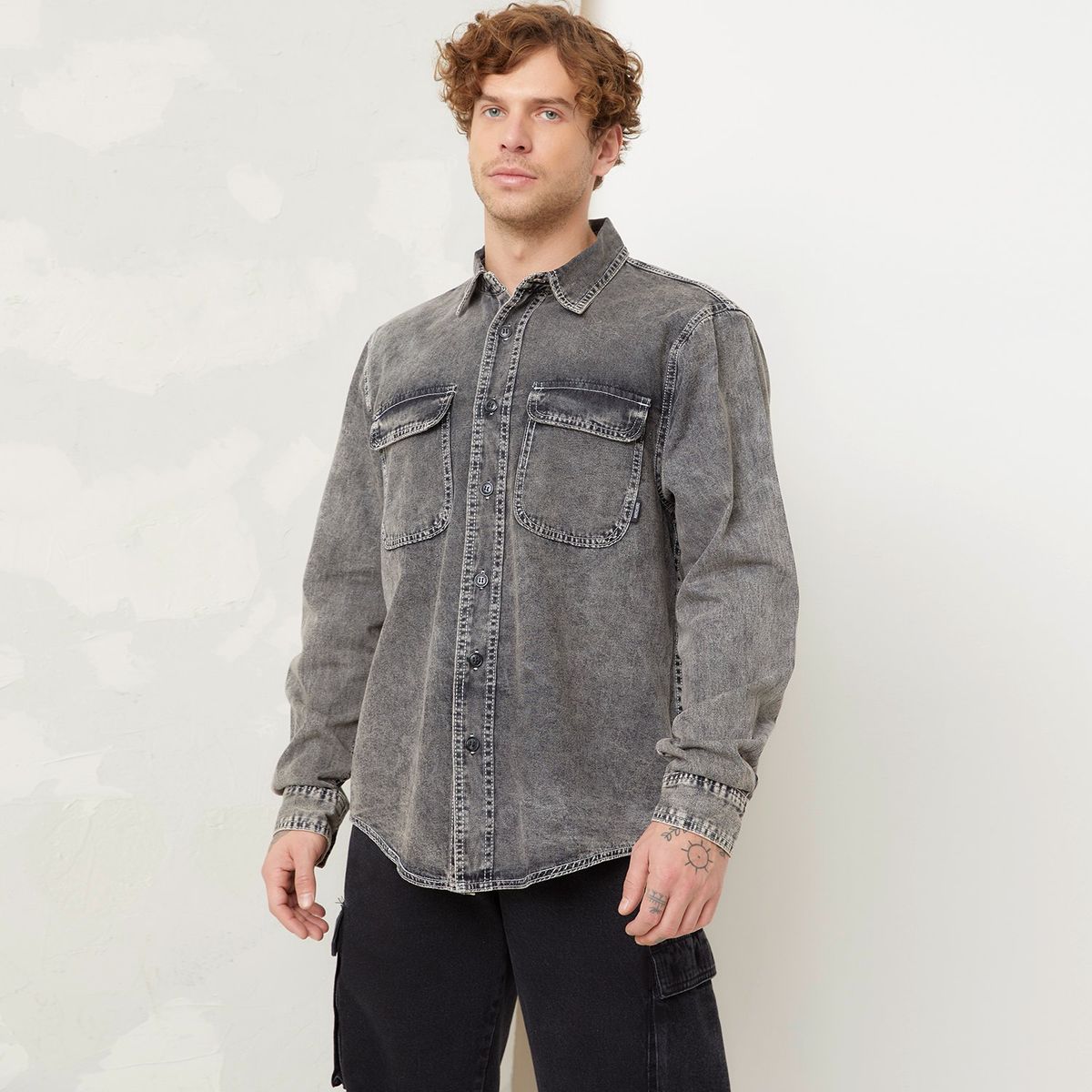 AMERICANINO - Camisa Manga Larga Casual Hombre Americanino