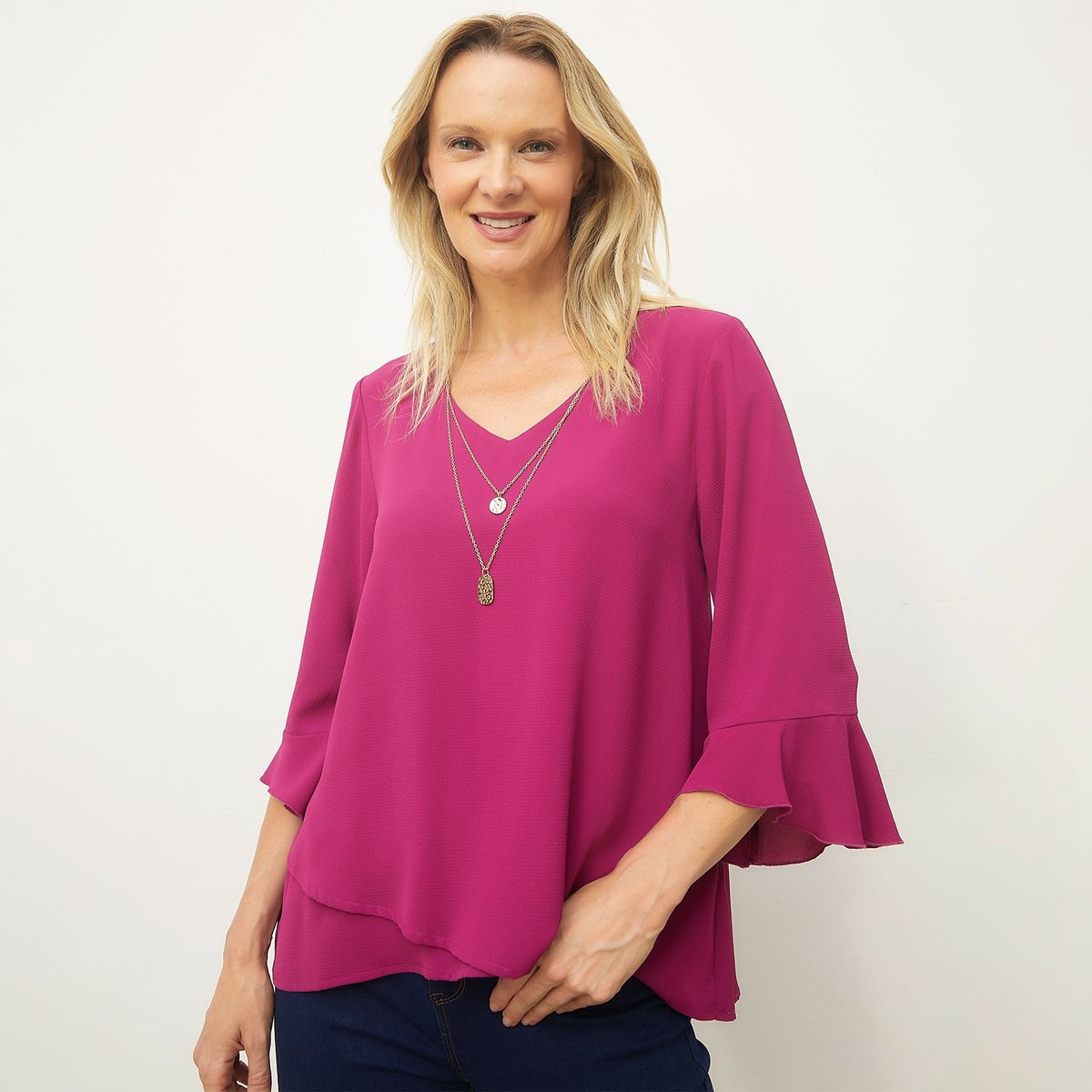 S COCCI - Blusa S.Cocci Mujer Manga 3/4 Con Volados