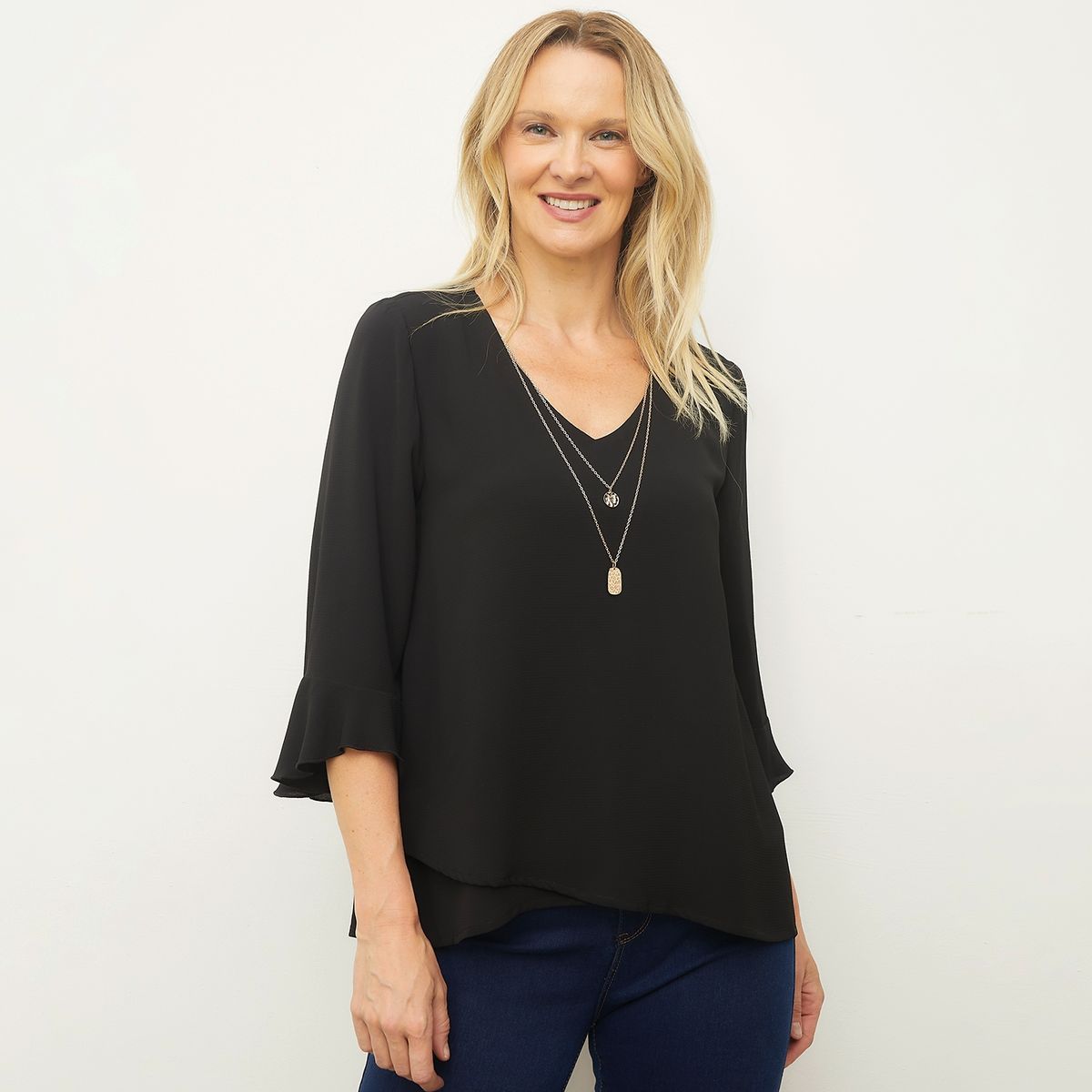 S COCCI - Blusa S.Cocci Mujer Manga 3/4 Con Volados