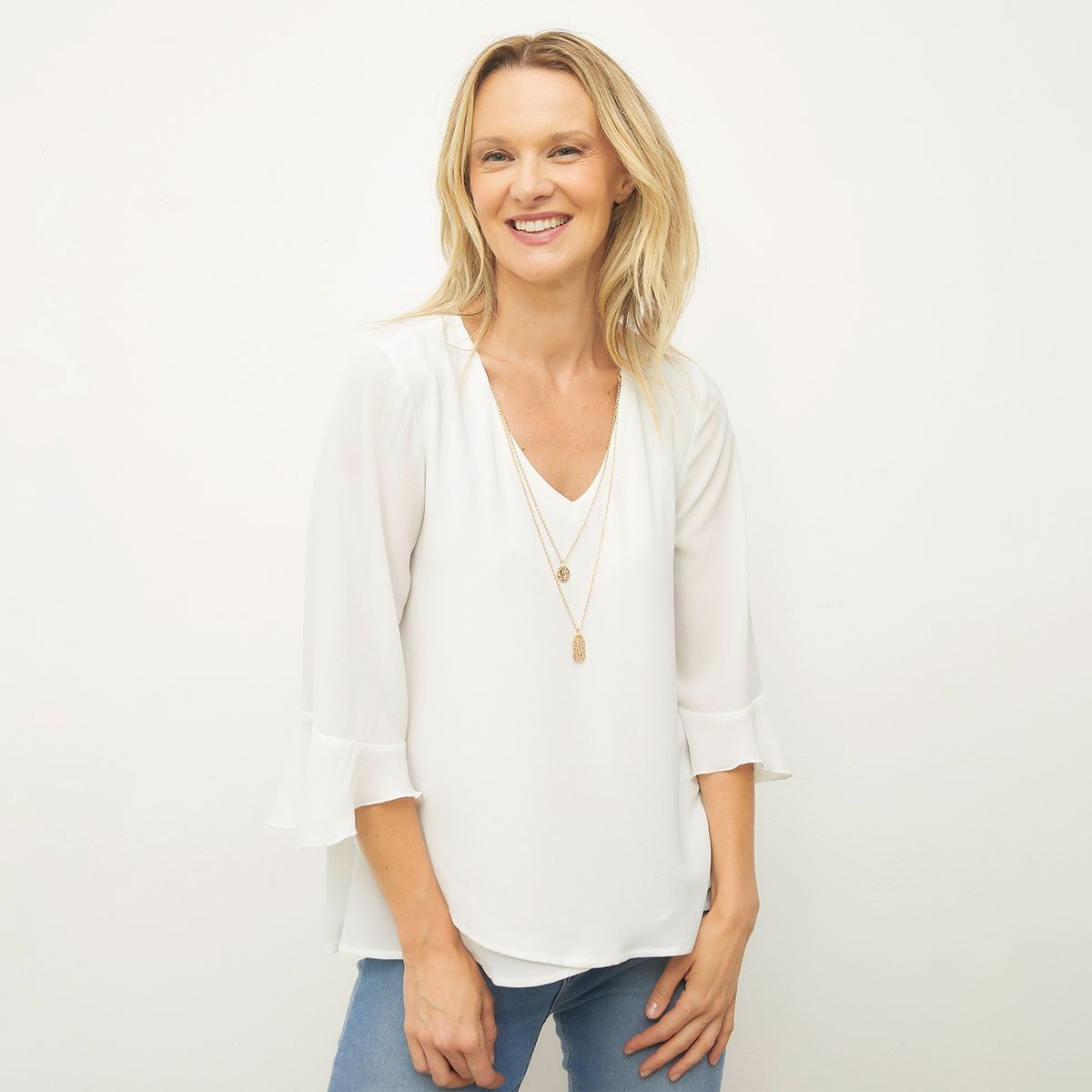 S COCCI - Blusa S.Cocci Mujer Manga 3/4 Con Volados