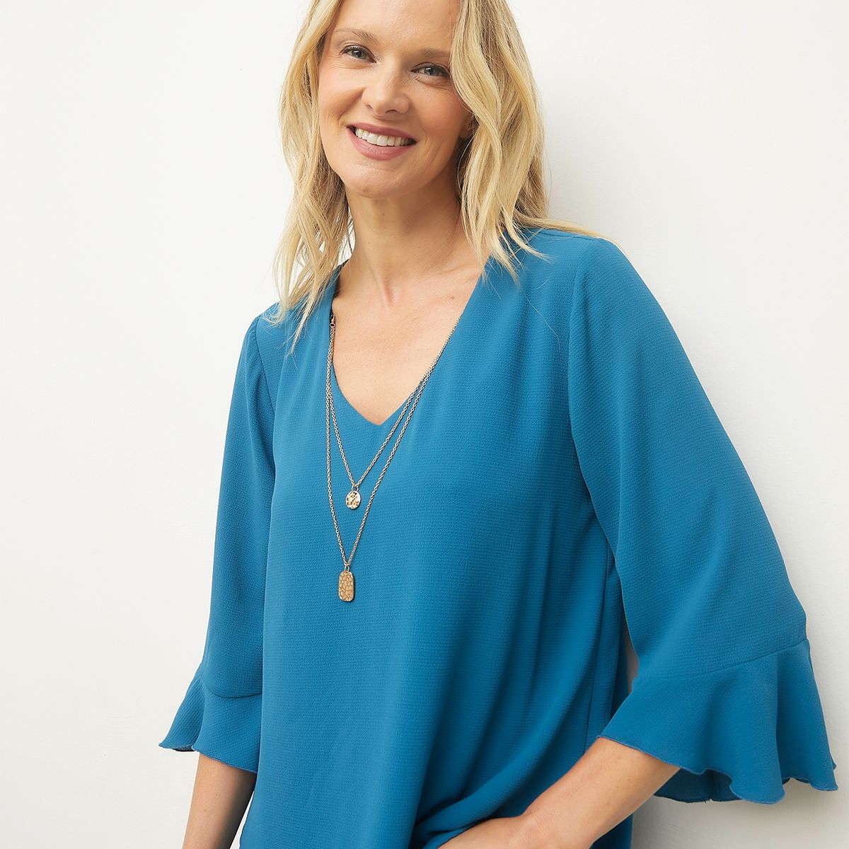 S COCCI - Blusa S.Cocci Mujer Manga 3/4 Con Volados