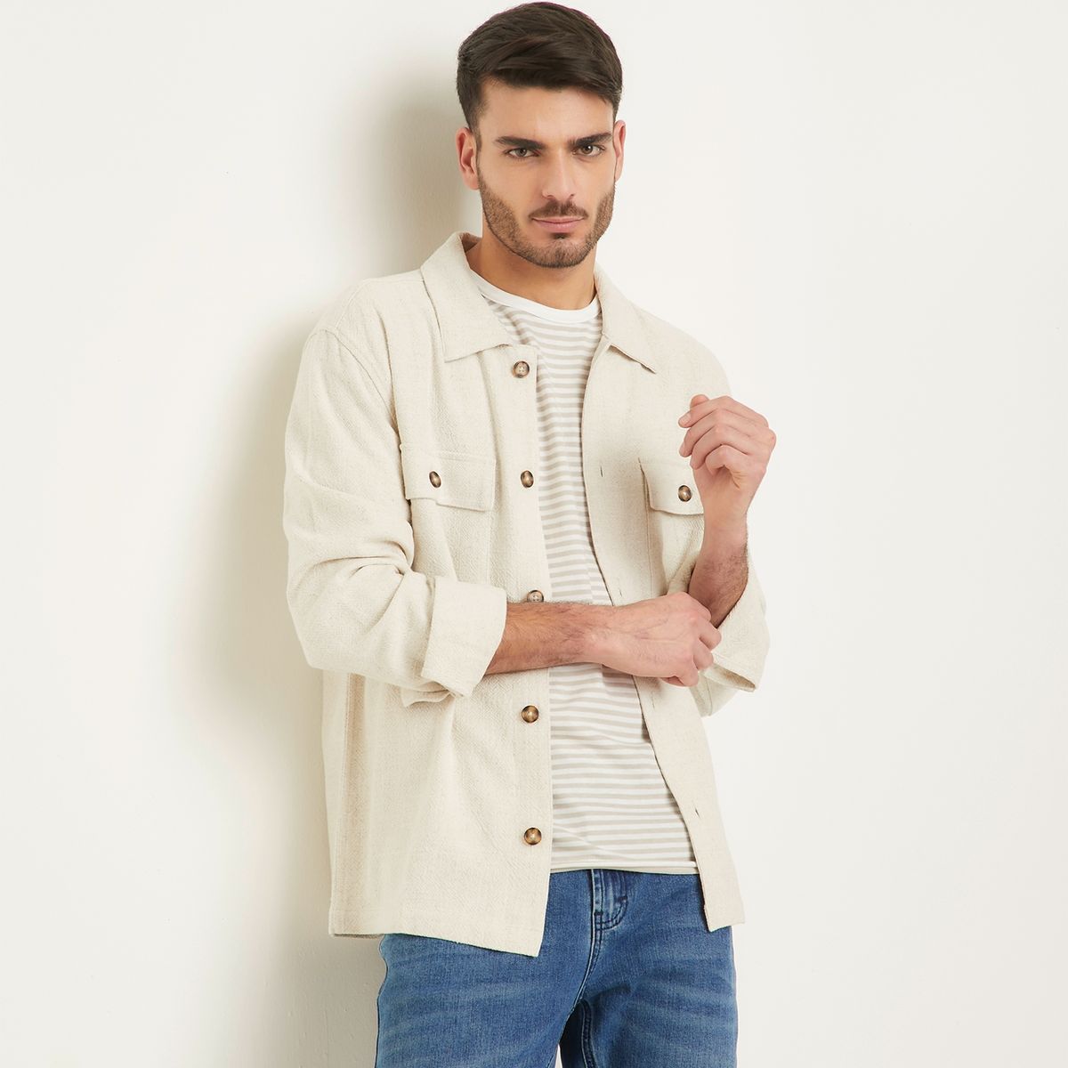 BASEMENT - Sobrecamisa Casual Hombre Basement