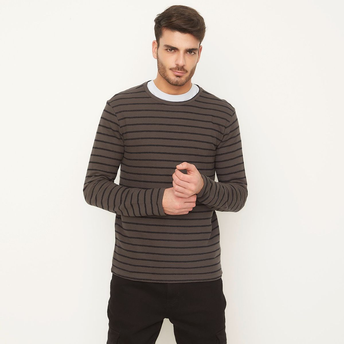 BASEMENT - Polera Manga Larga Regular Fit Hombre Casual Basement