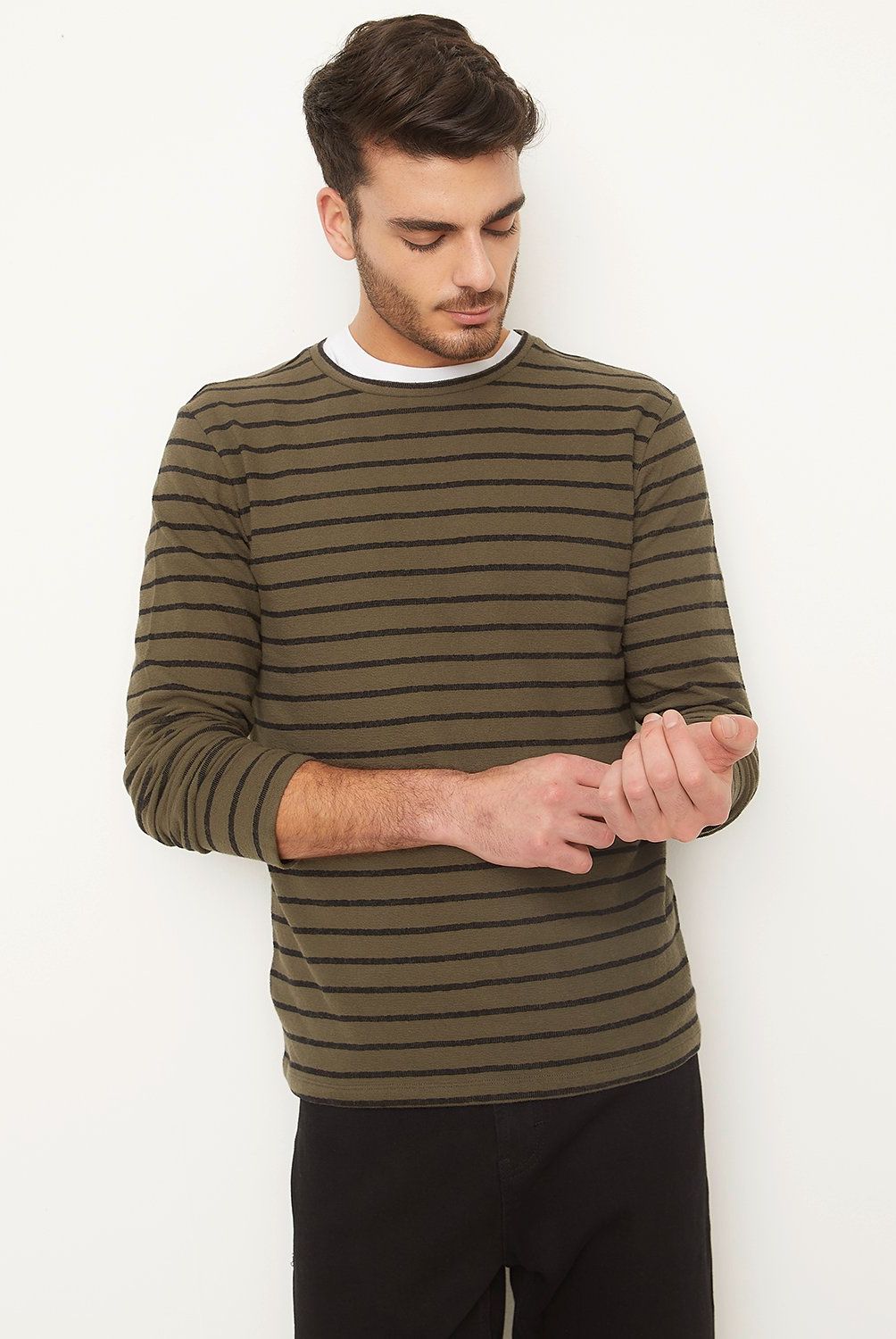 BASEMENT - Polera Manga Larga Regular Fit Hombre Casual Basement