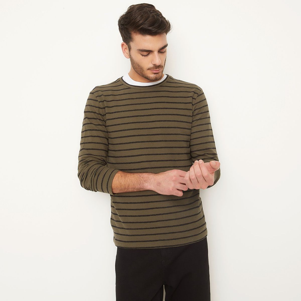 BASEMENT - Polera Manga Larga Regular Fit Hombre Casual Basement