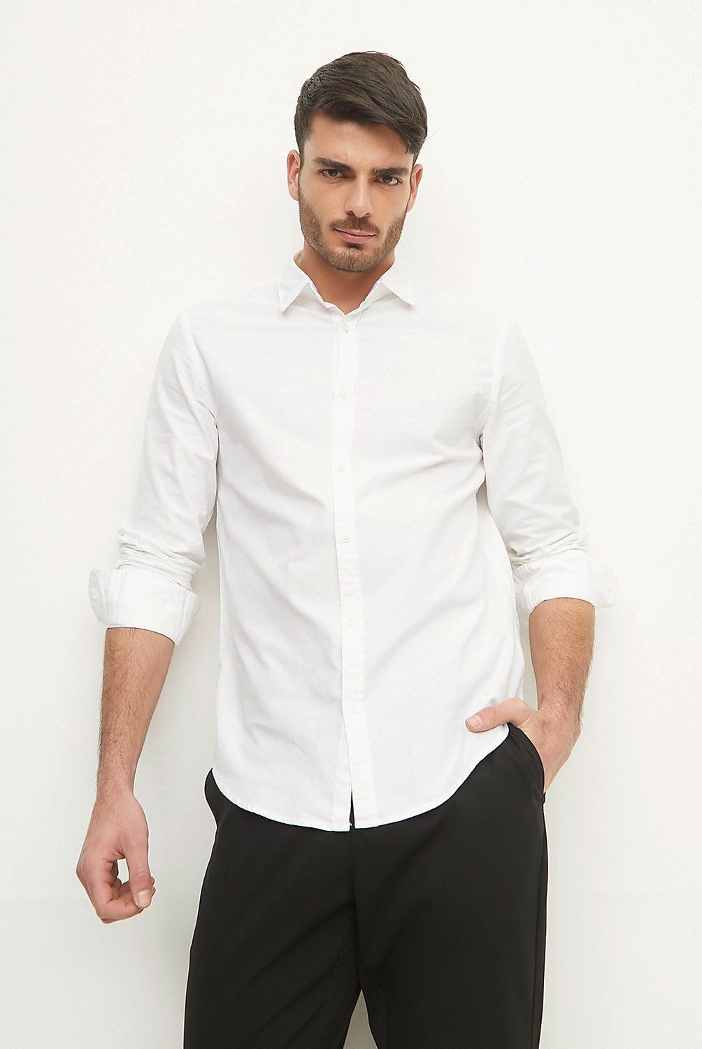 BASEMENT - Camisa Slim Fit Algodón Hombre Basement