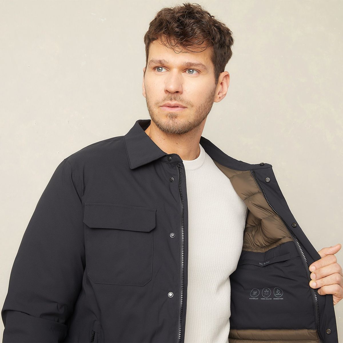 WOLF&HANK - Chaqueta Impermeable Casual Regular Fit Hombre Wolf&Hank