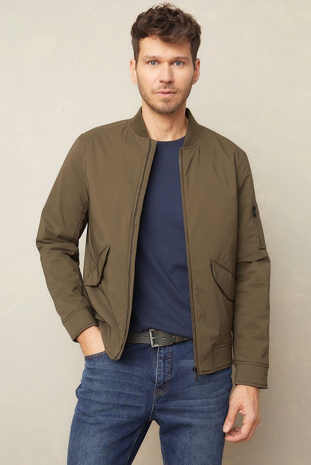 WOLF&HANK - Chaqueta Bomber Impermeable Casual Hombre Wolf&Hank