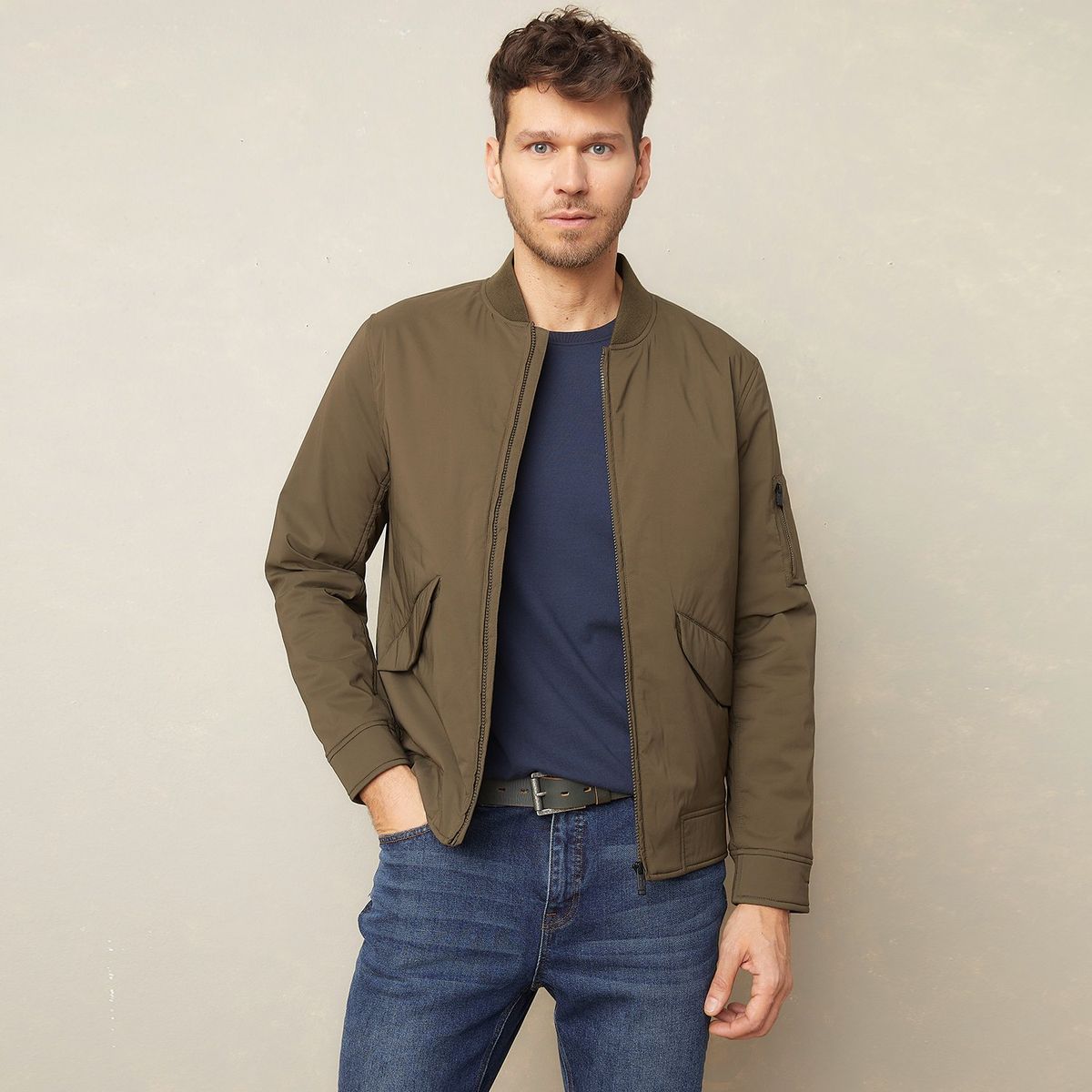 WOLF&HANK - Chaqueta Bomber Impermeable Casual Hombre Wolf&Hank