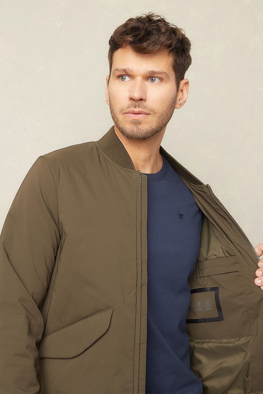 WOLF&HANK - Chaqueta Bomber Impermeable Casual Hombre Wolf&Hank