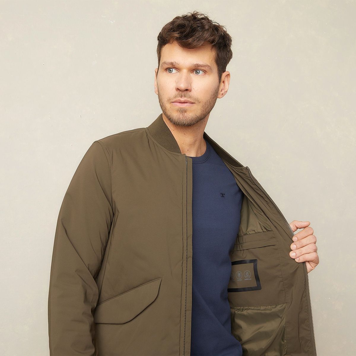 WOLF&HANK - Chaqueta Bomber Impermeable Casual Hombre Wolf&Hank