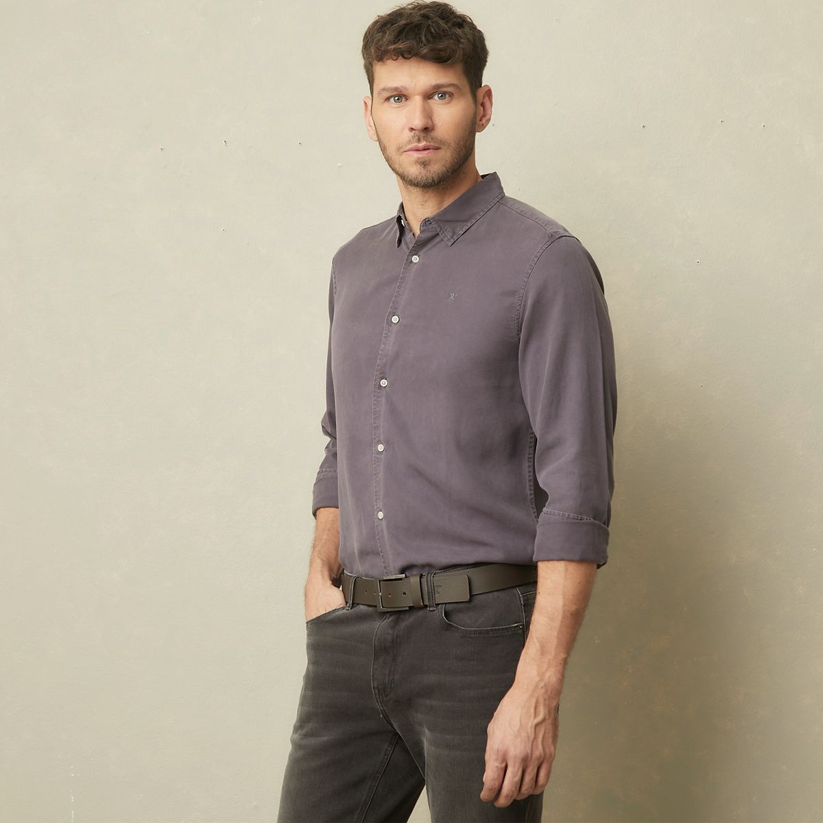 WOLF&HANK - Camisa Manga Larga Slim Fit Hombre Wolf&Hank