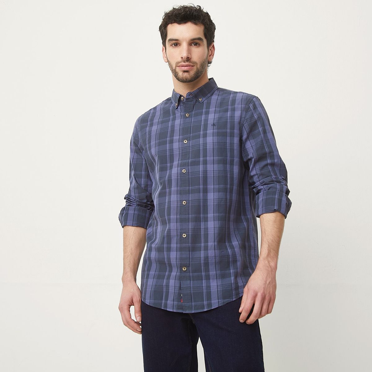 UNIVERSITY CLUB - Camisa Casual Manga Larga Check Hombre University Club