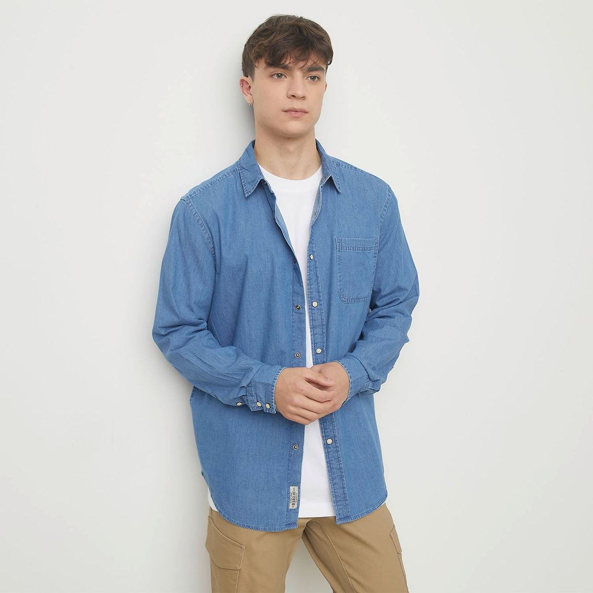 BEARCLIFF - Camisa Manga Larga Denim Algodón Hombre Bearcliff