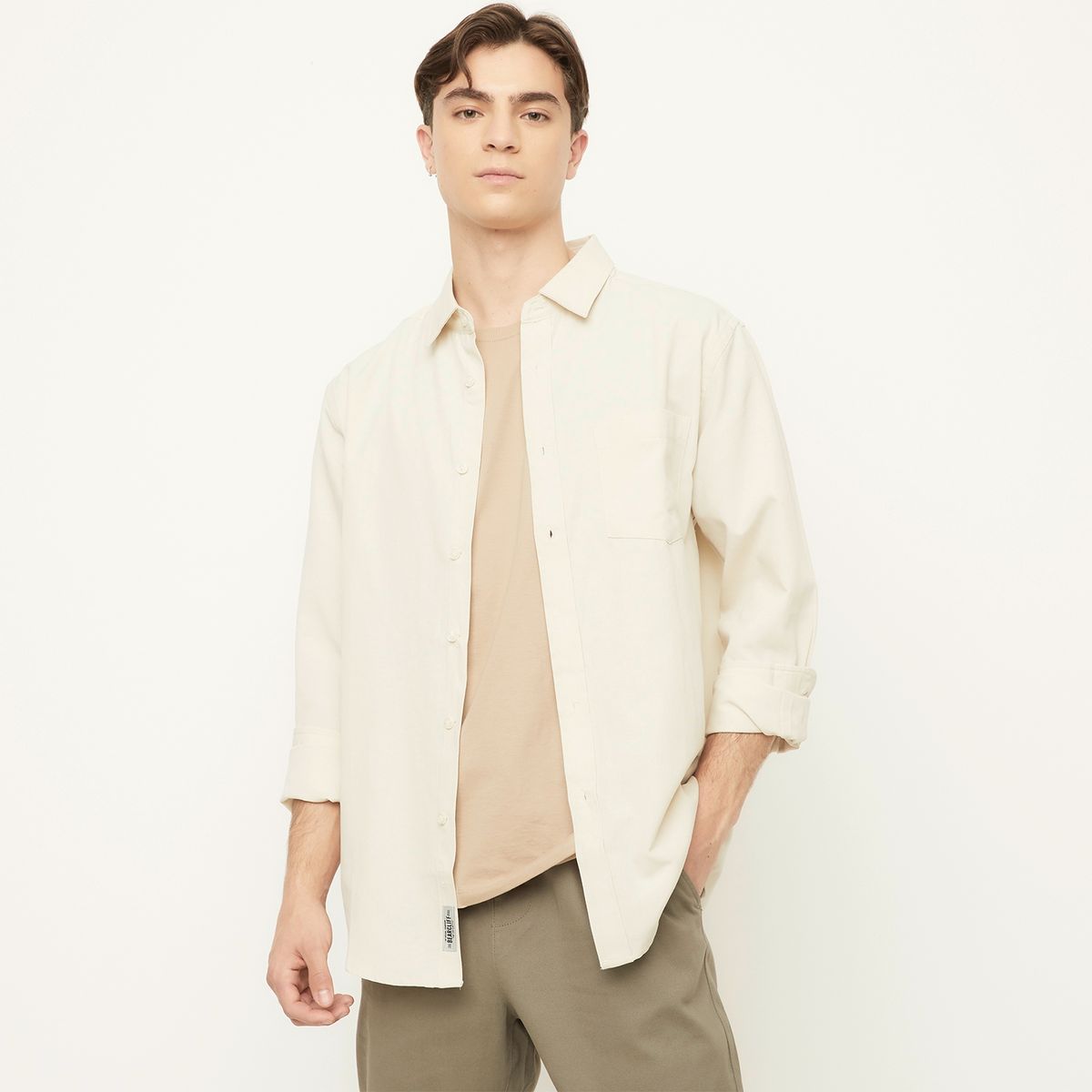 BEARCLIFF - Camisa Manga Larga Lisa Relax Hombre Bearcliff