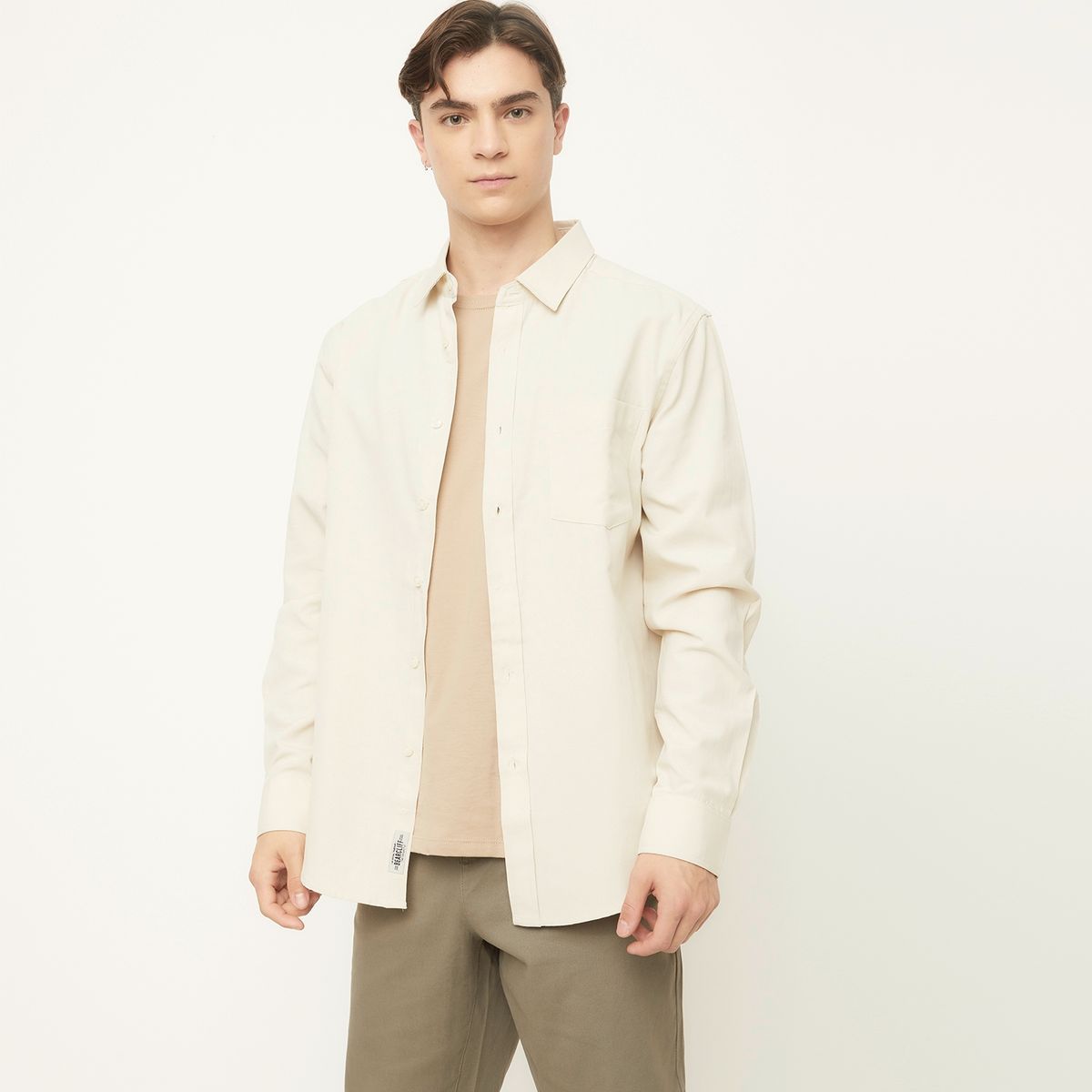 BEARCLIFF - Camisa Manga Larga Lisa Relax Hombre Bearcliff
