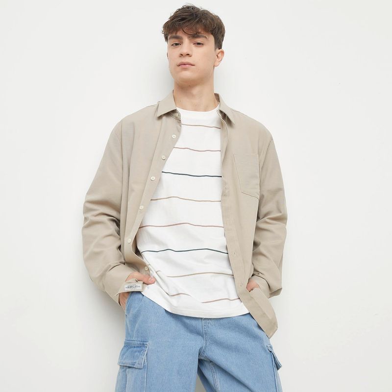 BEARCLIFF - Camisa Manga Larga Lisa Relax Hombre Bearcliff