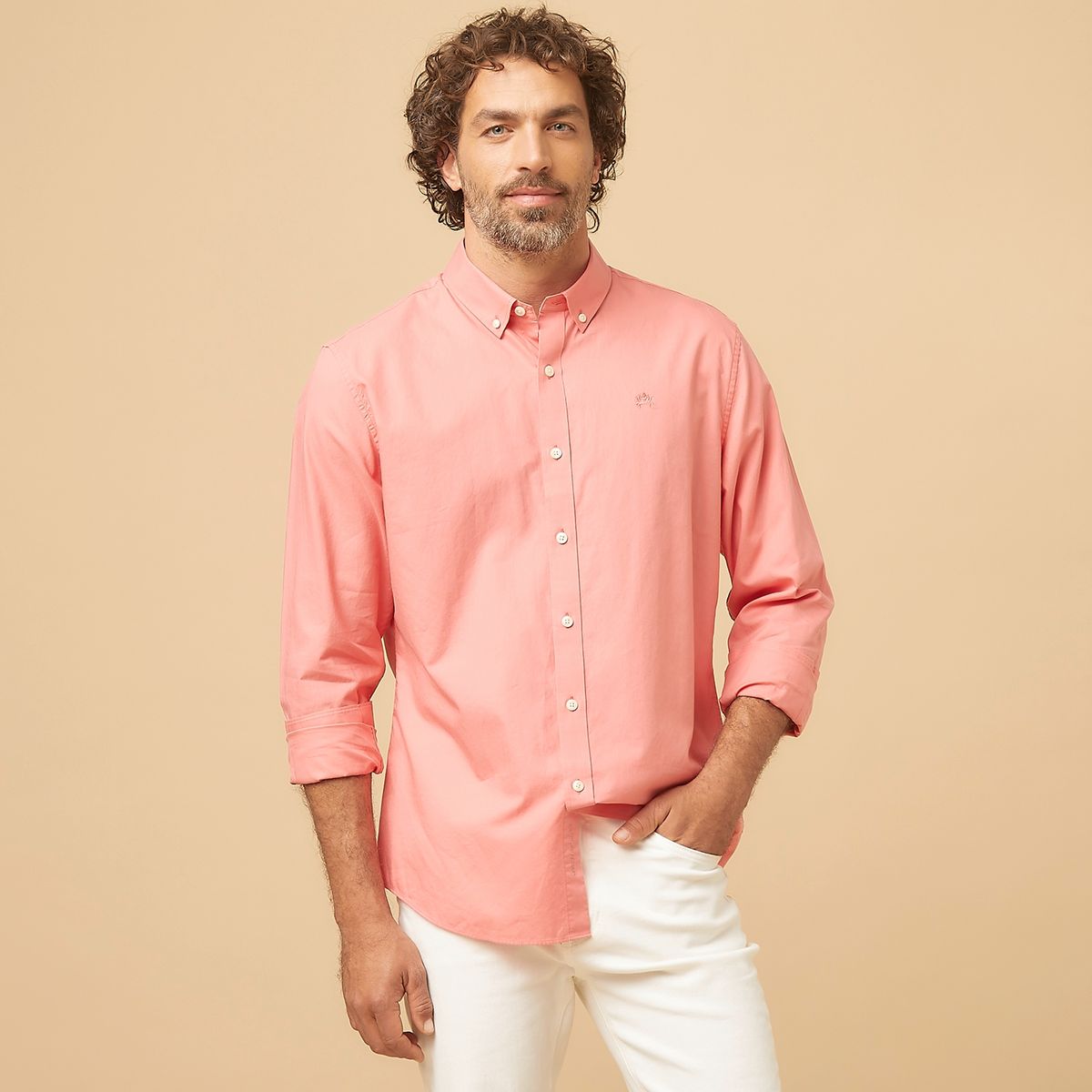 CASCAIS - Camisa Manga Larga Algodón Slim Fit Hombre Cascais