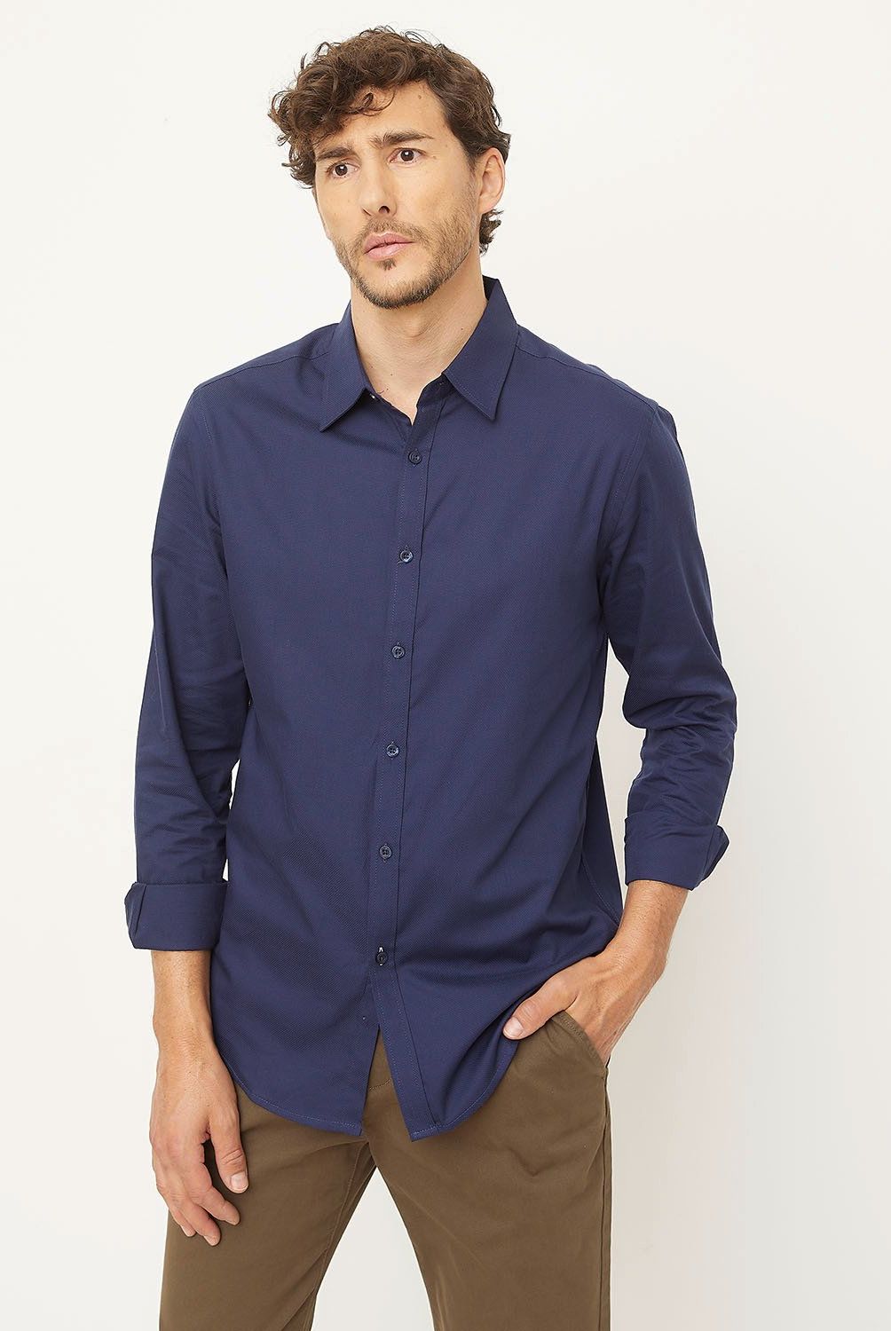 NEWPORT - Camisa Manga Larga Casual Slim Fit Hombre Newport