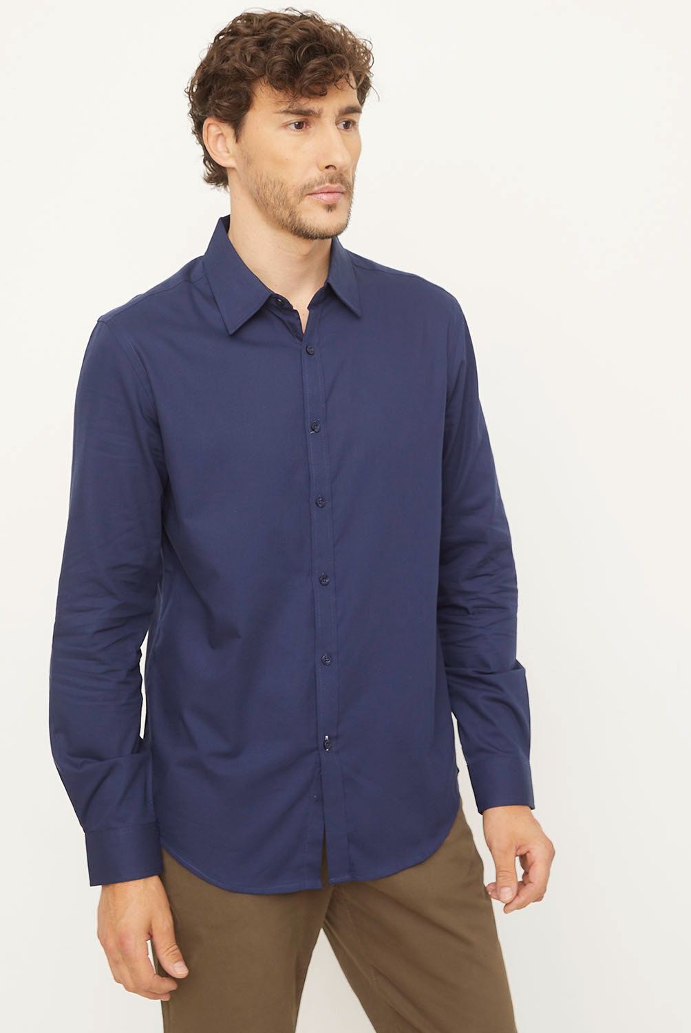 NEWPORT - Camisa Manga Larga Casual Slim Fit Hombre Newport