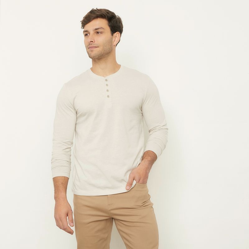 NEWPORT - Polera Manga Larga Casual Hombre Newport